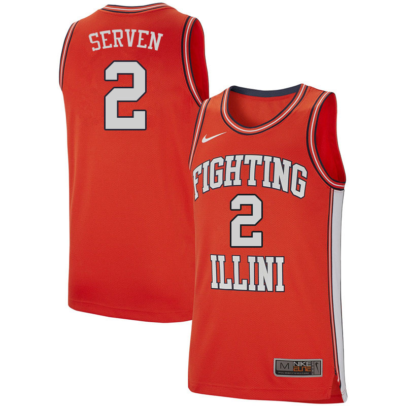 Men #2 Connor Serven Illinois Fighting Illini College Basketball Jerseys Sale-Retro